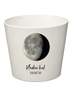 Bílý keramický květináč s měsíční fází - velký