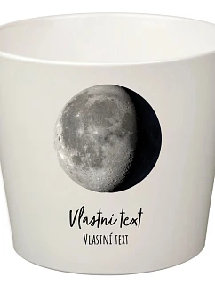 Bílý keramický květináč s měsíční fází - velký