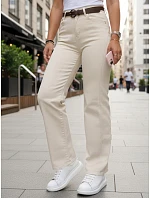 Jeansy damskie z paskiem i  beżowe model 22173053 - FashionStreet