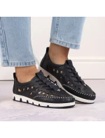 W modrá kožená polobotka s podrážkou model 19737391 - Rieker W modrá kožená polobotka s podrážkou model 19737391 - Rieker