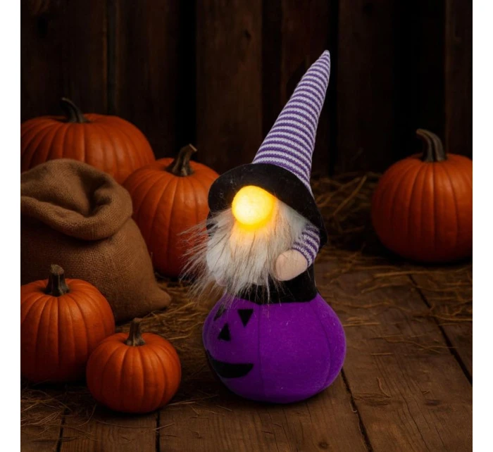 DEKORATÍVNA FIGÚRKA TEKVICA 25CM LED HALLOWEEN FIALOVÁ