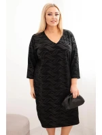 Dámské šaty z model 21725291 Plus Size s výstřihem do V černá - K-Fashion