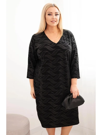 Dámské šaty z model 21725291 Plus Size s výstřihem do V černá - K-Fashion