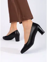 Trendy černé dámské lodičky na širokém podpatku Trendy černé dámské lodičky na širokém podpatku