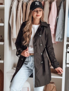 Dámsky dvojradový kabát s opaskom BELISION čierny FashionStreet NY0749
