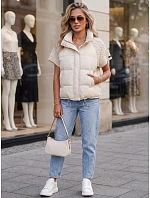 Krótka kamizelka damska pikowana ecru model 22341151 - FashionStreet