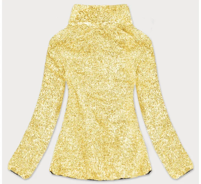 Žltá melanžová plyšová dámska mikina (HH009-26)