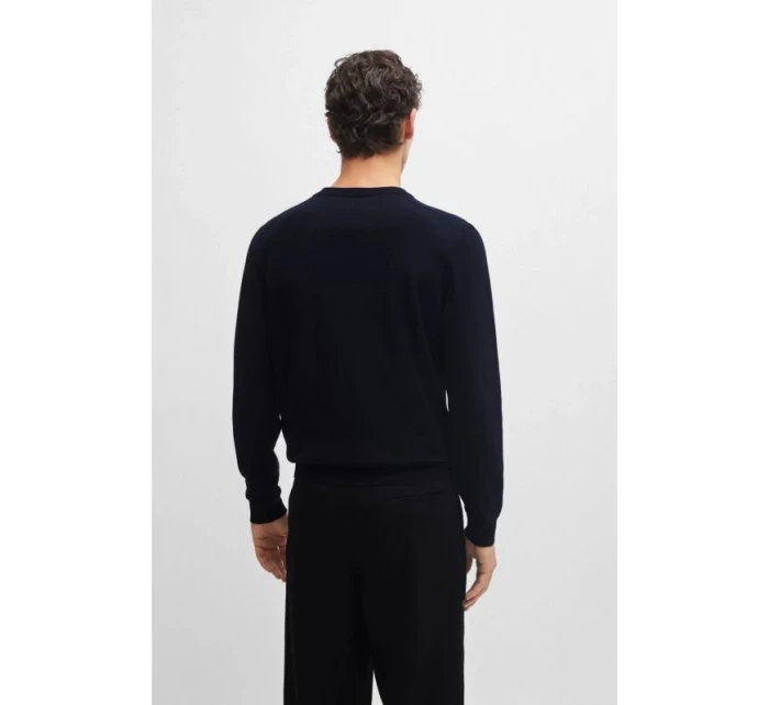 BOSS Pacello-L BLU Sveter s výstrihom do V (50506042-404)