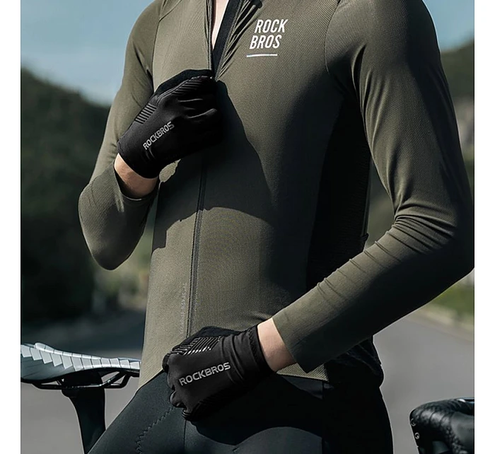 Cyklistické rukavice Rockbros jar/leto/jeseň, plné, veľkosť: L - čierne