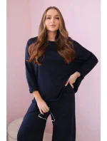 Bavlněná mikina kalhoty set námořnictvo Bavlněná mikina kalhoty set námořnictvo