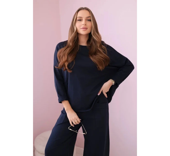 Bavlněná mikina kalhoty set námořnictvo Bavlněná mikina kalhoty set námořnictvo