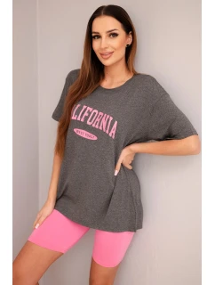 Dámská bavlněná souprava s model 21865118 a legínami s lampasem béžová - K-Fashion