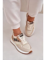 Buty Sportowe Damskie Na Platformie Zebra Beżowe Davinara