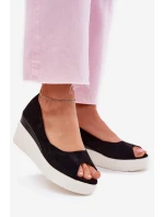 Dámské sandály na platformě z eko semiše černé model 21702468 - Boto