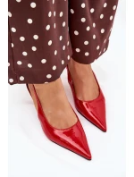 Lakierowane Czółenka Na Szpilce Z Odkrytą Piętą Czerwone Talira