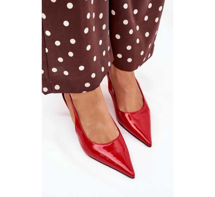Lakierowane Czółenka Na Szpilce Z Odkrytą Piętą Czerwone Talira