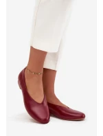 Dámské baleríny z ekokůže na nízkém podpatku bordové model 21710681 - Boto