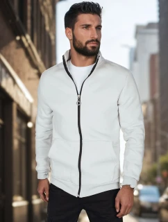 Pánska mikina na zips so stojačikom svetlo sivá FashionStreet BX5874