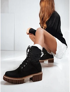 Dámske šnurovacie členkové topánky, čierne, FashionStreet ZY1239, veľkosť 40