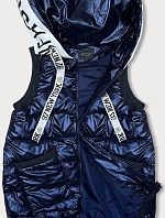 Dámska tmavomodrá rebrovaná bunda bez rukávov (16M9115-215)