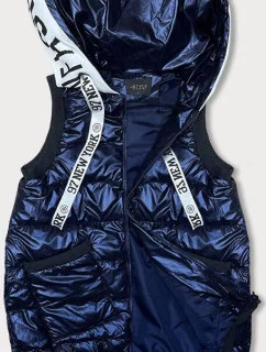 Tmavomodrá dámska vesta so sťahovacími lemami (16M9115-215)