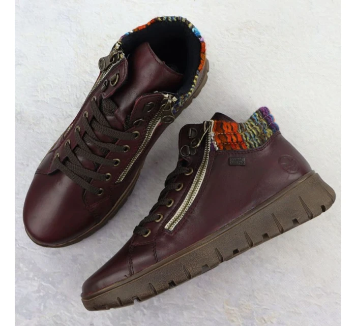 Dámské kožené vínové model 21905379 - Rieker