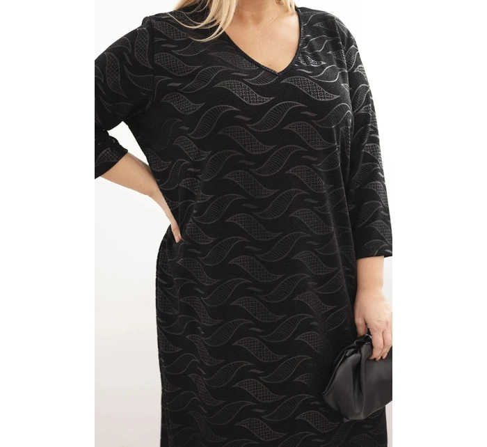 Dámské šaty z model 21725291 Plus Size s výstřihem do V černá - K-Fashion