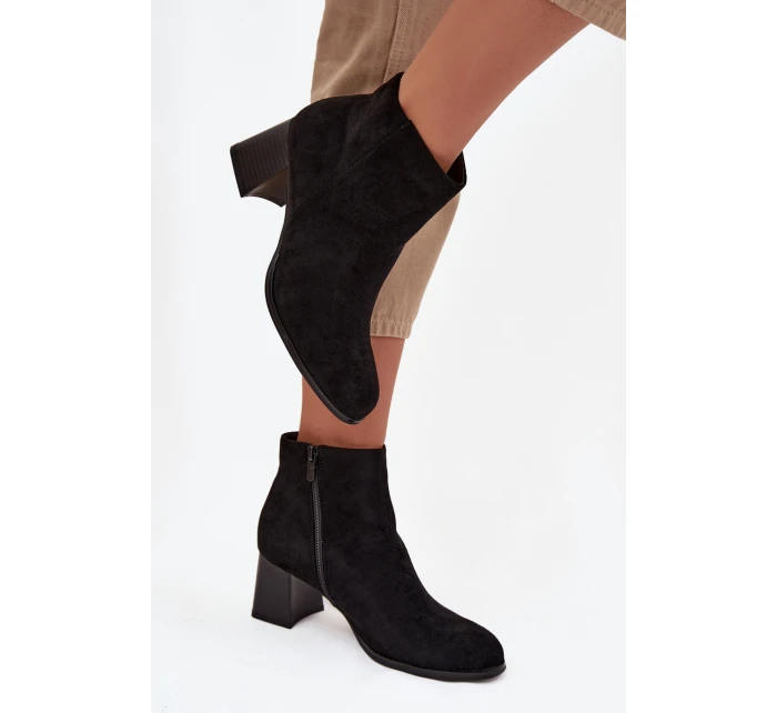 Dámské kotníkové boty na podpatku Eko semiš Černé Marilou Dámské kotníkové boty na podpatku Eko semiš Černé Marilou