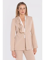 S432 Elegantní sako s ozdobnou mašlí - béžové