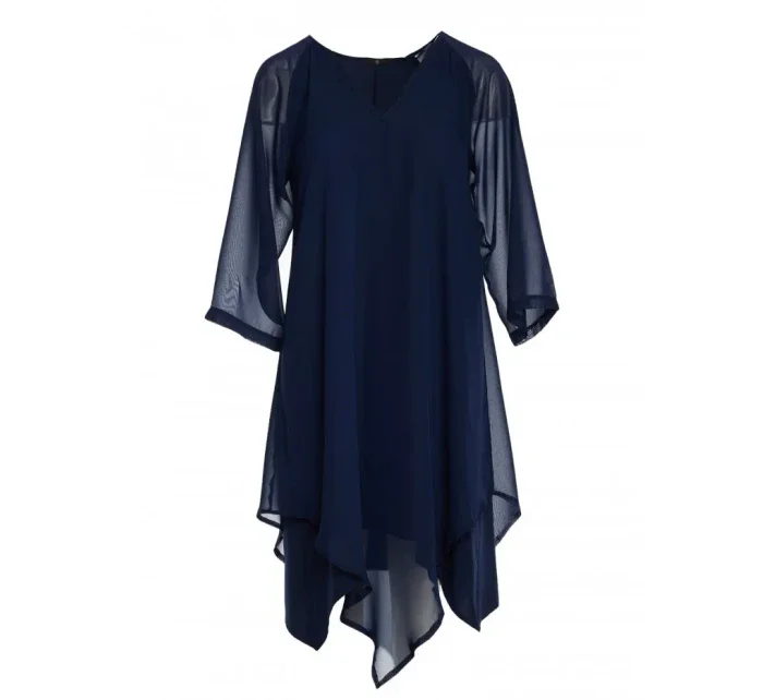 S159 Šifónové šaty s asymetrickým lemom - tmavo modré S159 Šifónové šaty s asymetrickým lemom - tmavo modré