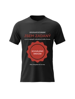 Pánské bavlněné tričko s potiskem - JSEM ZADANÝ - černé