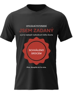 Pánské bavlněné tričko s potiskem - JSEM ZADANÝ - černé