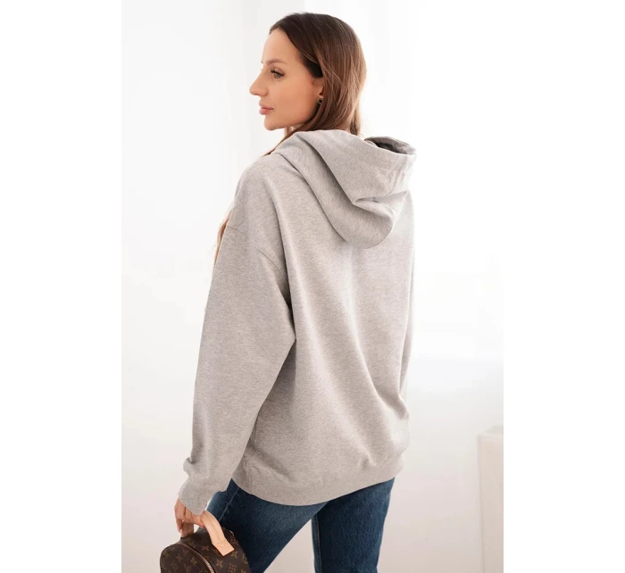 Dámská mikina s kapucí a klokaní kapsou bavlněná šedá