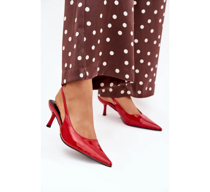Lakierowane Czółenka Na Szpilce Z Odkrytą Piętą Czerwone Talira