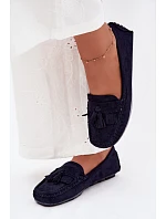 Dámske mokasíny s okrajmi z imitácie semišu Dark Blue Linden Dámske mokasíny s okrajmi z imitácie semišu Dark Blue Linden