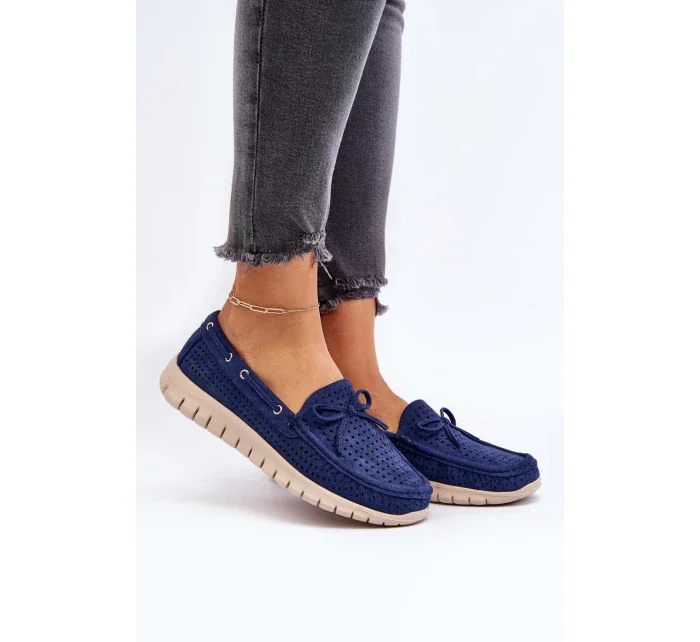 Dámské mokasíny s mašlí, tmavě modrá Reece