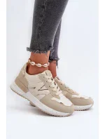 Béžové dámské tenisky vyrobené z eko kůže model 20447635 - Kesi