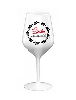 LOVE WRITES OUR STORY - biely nerozbitný pohár na víno 470 ml