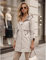 Dámska prechodná bunda typu parka s kapucňou, béžová, FashionStreet TY5812 Dámska prechodná bunda typu parka s kapucňou, béžová, FashionStreet TY5812