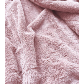 Dámska semišová bunda ramoneska v púdrovo ružovej farbe s kožušinou (6502BIG)