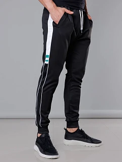Černé pánské teplákové kalhoty s lampasy model 18347950 - J.STYLE