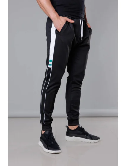 Pánske tepláky s lemovaním čierne (8K161)