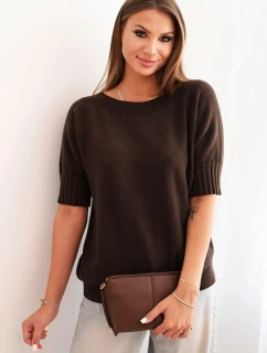 Dámsky viskózový sveter s krátkym rukávom hnedý