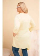 Dámské šaty Plus Size z viskózy s volným střihem a dlouhým rukávem žlutá Dámské šaty Plus Size z viskózy s volným střihem a dlouhým rukávem žlutá