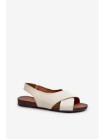 Zazoo 40407 Sandały Skórzane Damskie Jasnobeżowe Zazoo 40407 Sandały Skórzane Damskie Jasnobeżowe