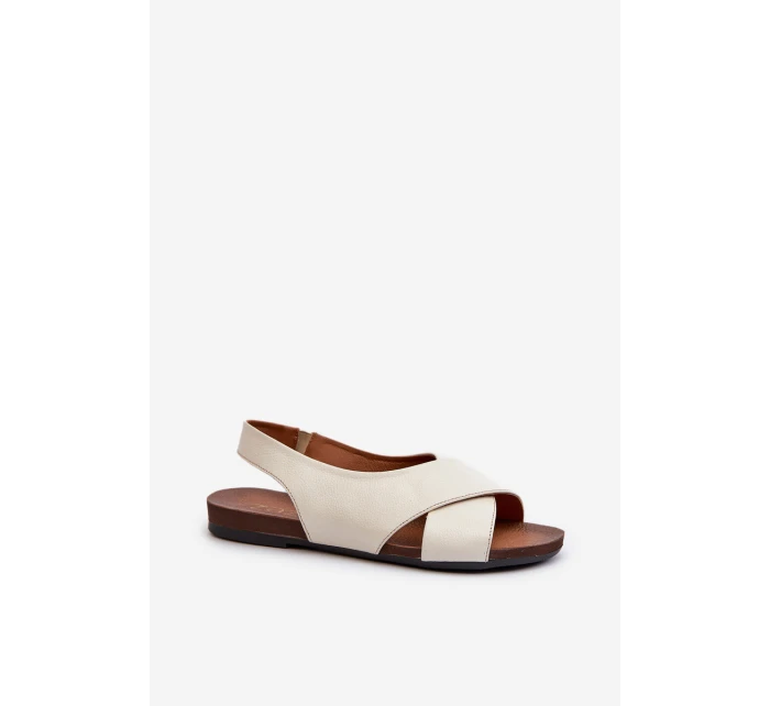 Zazoo 40407 Sandały Skórzane Damskie Jasnobeżowe Zazoo 40407 Sandały Skórzane Damskie Jasnobeżowe