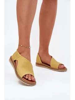Skórzane Sandały Damskie Artiker 46C1015 Żółte