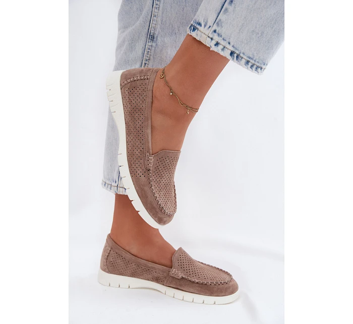 Dámské Mokasyny Vinceza Béžové z přírodního semiše Dámské Mokasyny Vinceza Béžové z přírodního semiše