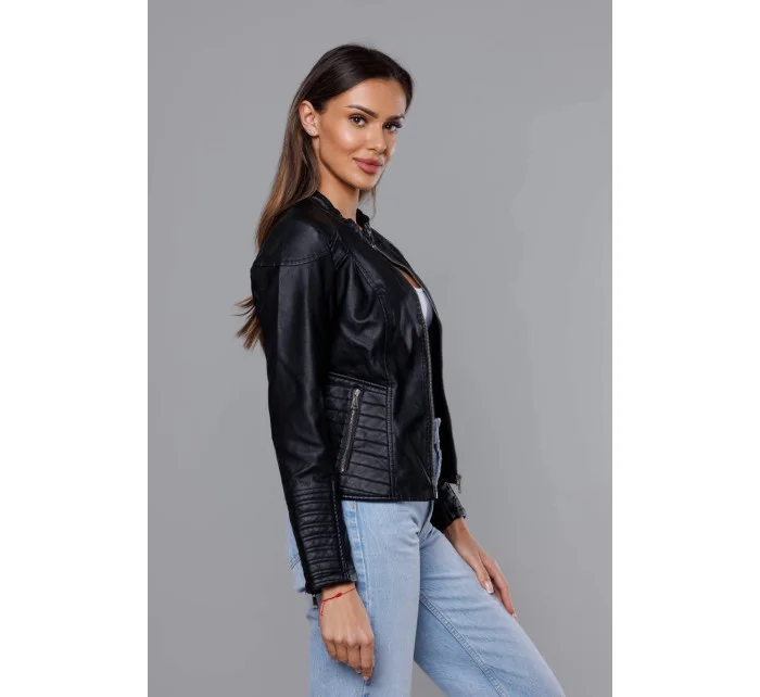 Černá dámská bunda ramoneska se stojáčkem model 18140997 - J.STYLE
