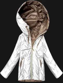 Pikowana kurtka damska z kapturem Goodlookin biała (B8596-26)